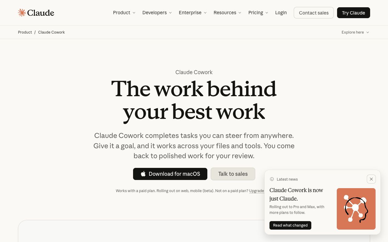 The Claude Cowork page on claude.com