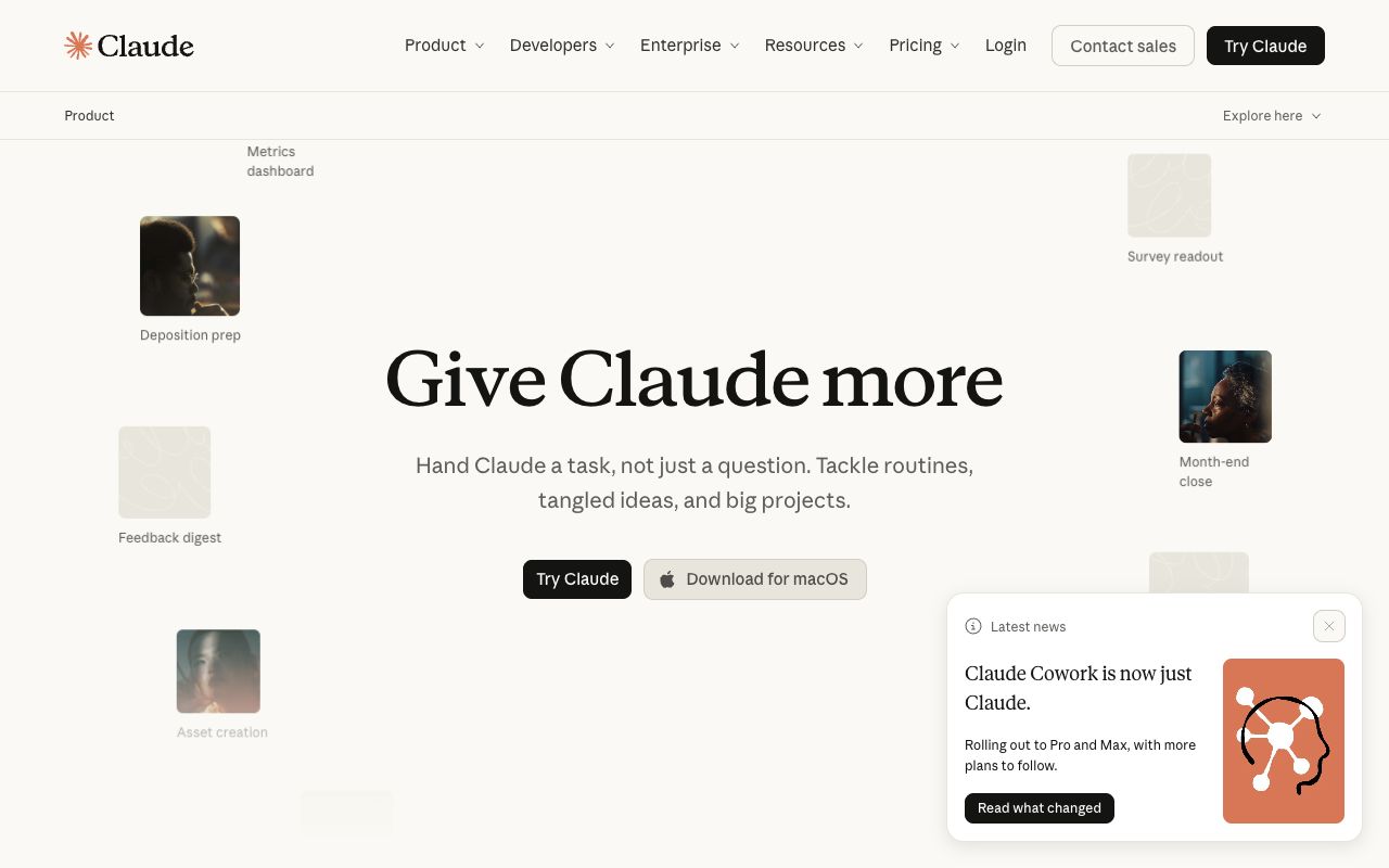 The Claude page on claude.com